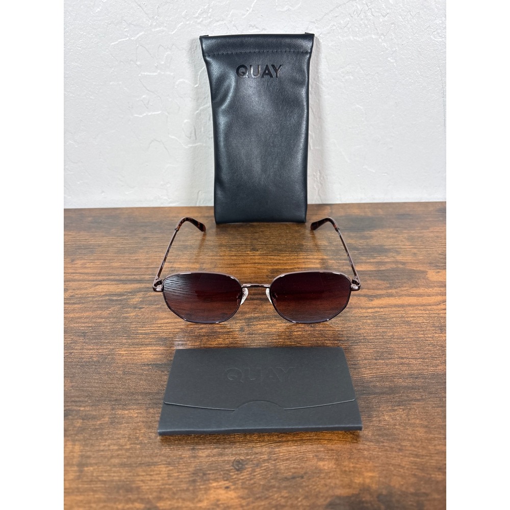 Quay‎ Australia Big Time Sunglasses Chocolate Brown Gradient Geometric 78605